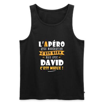 David Apero T shirt Humour personnalisé david - Débardeur bio Premium Homme - noir - Devant - Michal (187cm)