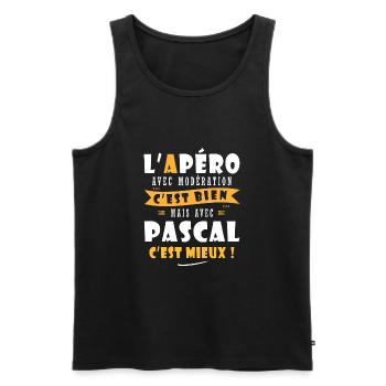 Pascal Apero T shirt Humour personnalisé pascal - Débardeur bio Premium Homme - noir - Devant - Michal (187cm)