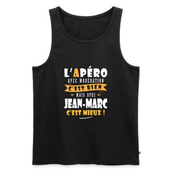 jean marc Apero T shirt Humour personnalisé apéro - Débardeur bio Premium Homme - noir - Devant - AI Model Male 178 light (178cm)