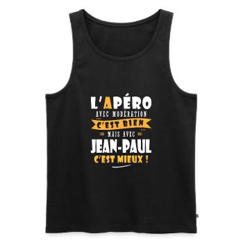 jean paul Apero T shirt Humour Jean Paul - Débardeur bio Premium Homme - noir - Devant - AI Model Male 178 light (178cm)