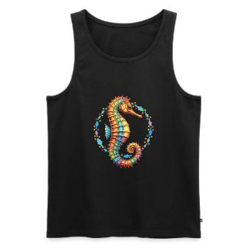 Pretty decorative seahorse - Men's Premium Organic Tank Top - black - Front - AI Model Male 178 light (178cm)