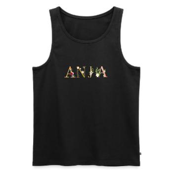 ANJA Name mit Blumen geschmückt - Männer Premium Bio Tank Top - Schwarz - Vorne - Michal (187cm)