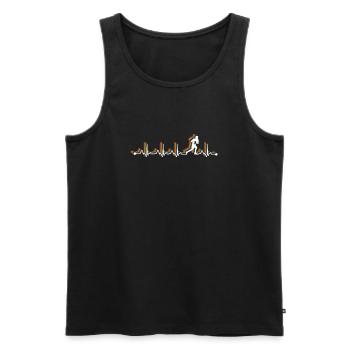 I see a new design: the Rugby Retro Heartbeat ECG  - Men's Premium Organic Tank Top - black - Front - AI Model Male 178 light (178cm)