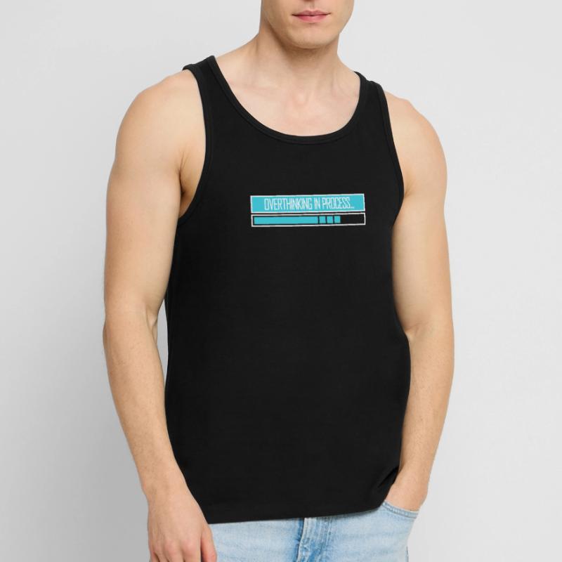 Overthinking In Process Funny Brooding Saying Logo Men's Premium Organic Tank Top