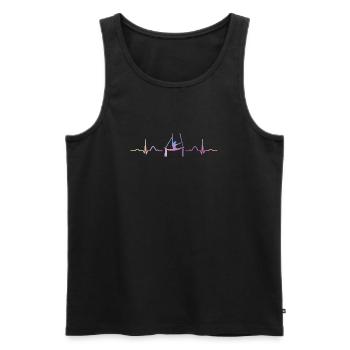 Vertikaltuch Heartbeat Luftakrobatik Aerial Silk - Männer Premium Bio Tank Top - Schwarz - Vorne - AI Model Male 178 light (178cm)
