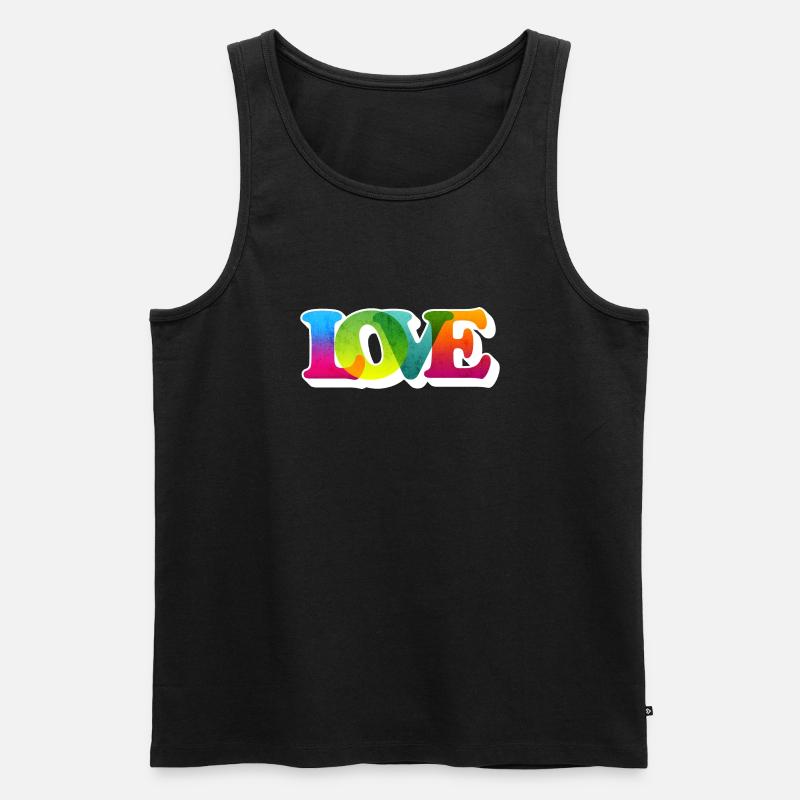 LOVE STATEMENT BUNT GROOVY - Männer Premium Bio Tank Top - Schwarz