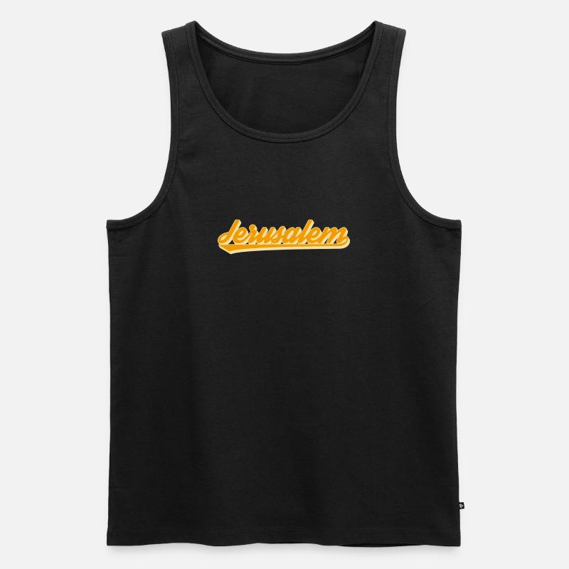 Jerusalem Retro Script - Men's Premium Organic Tank Top - black