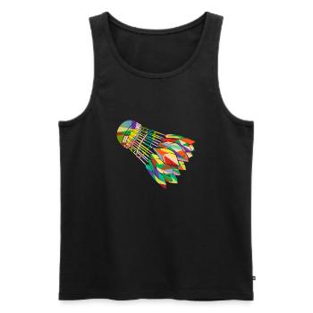Raquette de badminton Shuttlecock Retro Hobby - Débardeur bio Premium Homme - noir - Devant - AI Model Male 178 light (178cm)