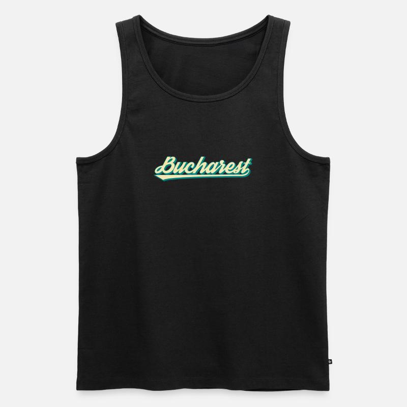 Bucharest Retro Script - Männer Premium Bio Tank Top - Schwarz