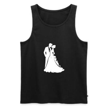 Mariée, Marié, Jeunes mariés, Mariage - Débardeur bio Premium Homme - noir - Devant - AI Model Male 178 light (178cm)