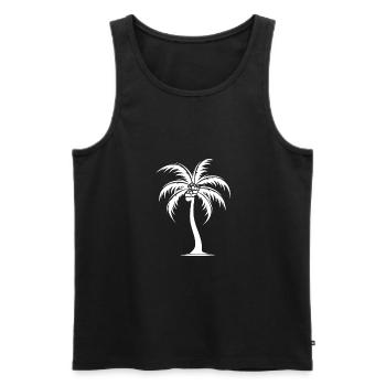 Palm tree holiday symbol silhouette - Men's Premium Organic Tank Top - black - Front - Michal (187cm)