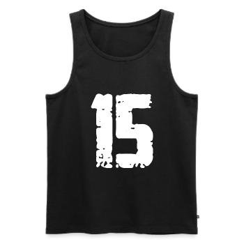 15 Zahl Vintage - Männer Premium Bio Tank Top - Schwarz - Vorne - Michal (187cm)