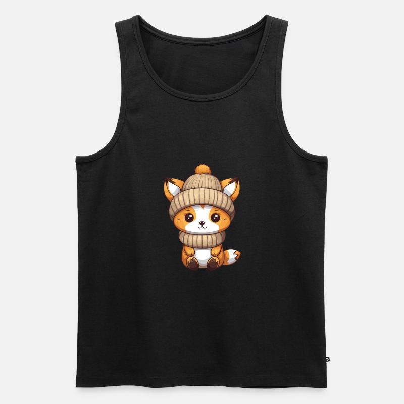 Fuchs Winter Comic - Männer Premium Bio Tank Top - Schwarz