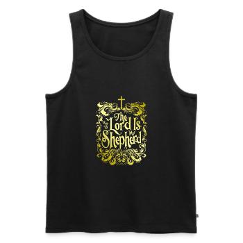 Bibelvers Der Herr Ist Mein Hirte Jesus Psalm 23 - Männer Premium Bio Tank Top - Schwarz - Vorne - AI Model Male 178 light (178cm)