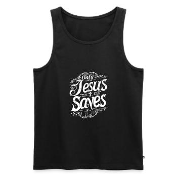 Jesus Christus Rettet Bibelspruch Glaube Hoffnung - Männer Premium Bio Tank Top - Schwarz - Vorne - Michal (187cm)
