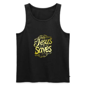 Jesus Christus Rettet Bibelspruch Glaube Hoffnung - Männer Premium Bio Tank Top - Schwarz - Vorne - Michal (187cm)