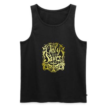Jesus Rettet Christliche Sprüche Bibelverse Glaube - Männer Premium Bio Tank Top - Schwarz - Vorne - Michal (187cm)