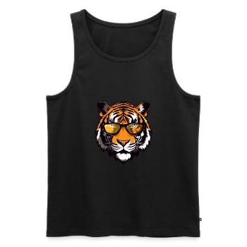 Tiger Kopf Porträt Cool - Männer Premium Bio Tank Top - Schwarz - Vorne - Michal (187cm)