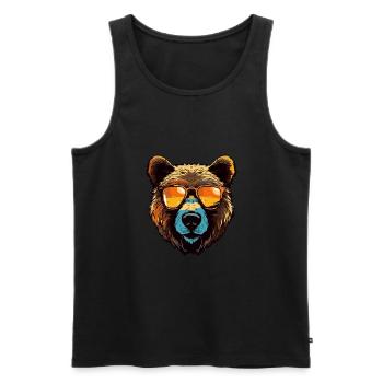 Bear Head Portrait Cool - Men's Premium Organic Tank Top - black - Front - Michal (187cm)
