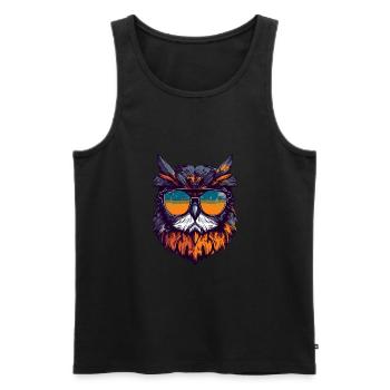 Portrait de tête de hibou Cool - Débardeur bio Premium Homme - noir - Devant - Michal (187cm)