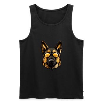 German Shepherd Dog Head Portrait Cool - Men's Premium Organic Tank Top - black - Front - AI Model Male 178 light (178cm)