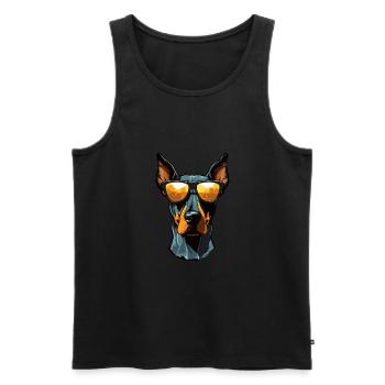 Doberman Dog Head Portrait Cool - Men's Premium Organic Tank Top - black - Front - Michal (187cm)