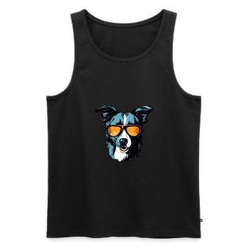 Border Collie Dog Head Portrait Cool - Men's Premium Organic Tank Top - black - Front - Michal (187cm)