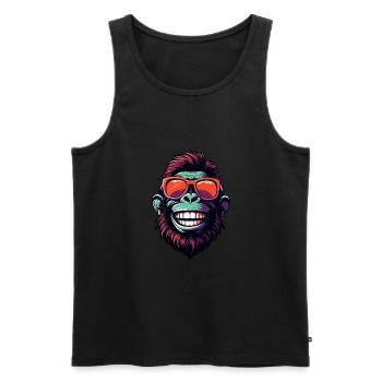 Gorilla Head Portrait Funny Party - Men's Premium Organic Tank Top - black - Front - AI Model Male 178 light (178cm)