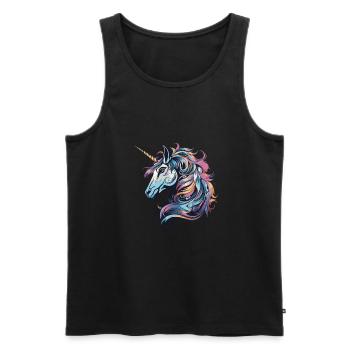 Einhorn Porträt - Männer Premium Bio Tank Top - Schwarz - Vorne - Michal (187cm)