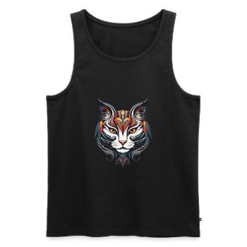 Tête de portrait de chat - Débardeur bio Premium Homme - noir - Devant - Michal (187cm)