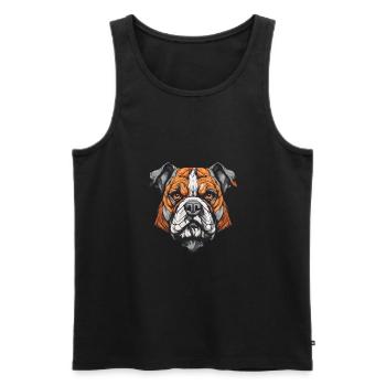 Portrait de chien bouledogue - Débardeur bio Premium Homme - noir - Devant - AI Model Male 178 light (178cm)