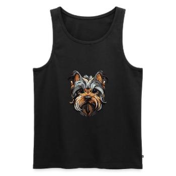 Yorkshire Terrier Hund Portrait - Männer Premium Bio Tank Top - Schwarz - Vorne - Michal (187cm)