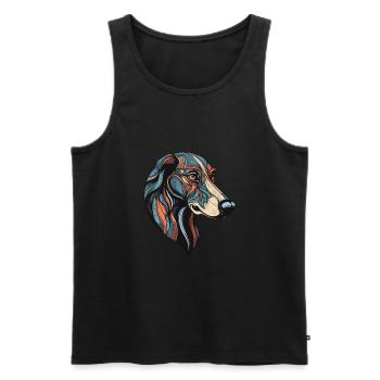 Portrait de chien lévrier - Débardeur bio Premium Homme - noir - Devant - AI Model Male 178 light (178cm)