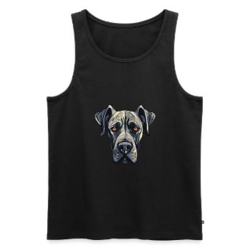 Portrait de chien dogue allemand - Débardeur bio Premium Homme - noir - Devant - Michal (187cm)