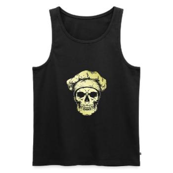 Koch Skull Skeleton Chef - Men's Premium Organic Tank Top - black - Front - AI Model Male 178 light (178cm)