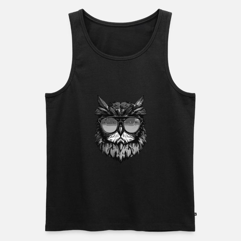 Eule Kopf Porträt Cool - Männer Premium Bio Tank Top - Schwarz
