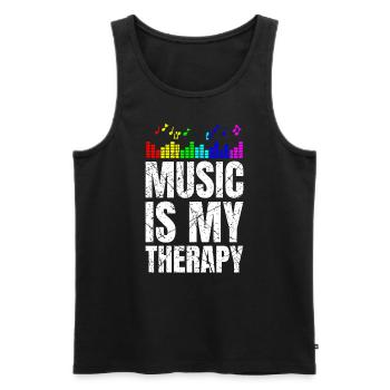 La musique est ma thérapie Musicien Mélomanes - Débardeur bio Premium Homme - noir - Devant - Michal (187cm)