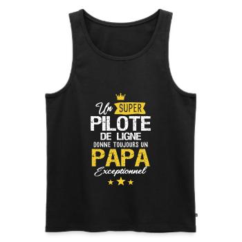Pilote de ligne cadeau drôle futur papa - Débardeur bio Premium Homme - noir - Devant - AI Model Male 178 light (178cm)