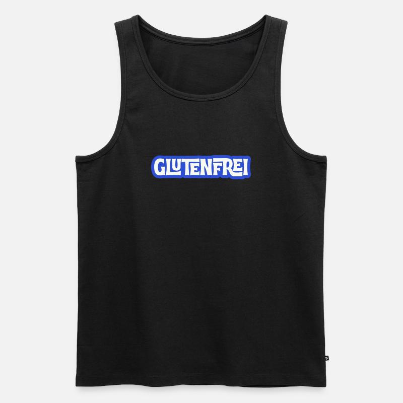 Glutenfrei Logo Blau Statement - Männer Premium Bio Tank Top - Schwarz