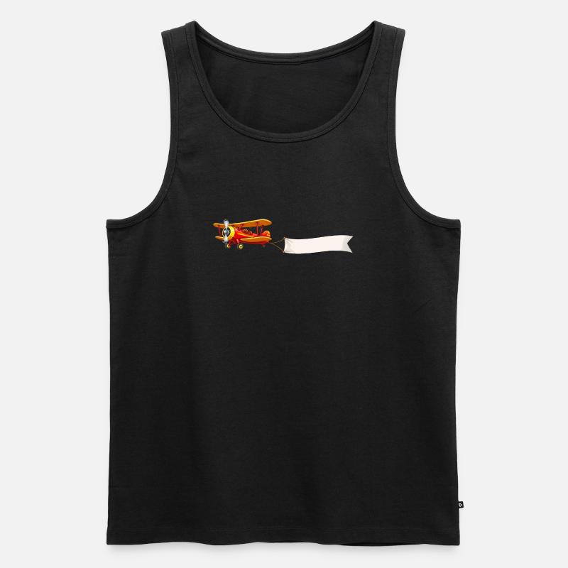 Doppeldecker Flugzeug Banner Motiv Retro  - Männer Premium Bio Tank Top - Schwarz