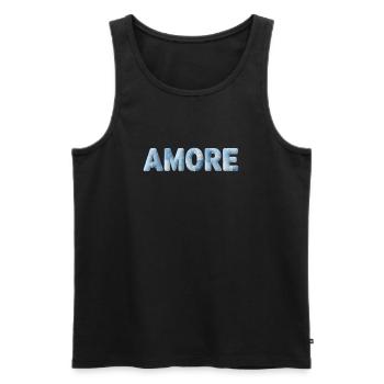 Amore Lettering Patchwork Design Blue - Men's Premium Organic Tank Top - black - Front - AI Model Male 178 light (178cm)