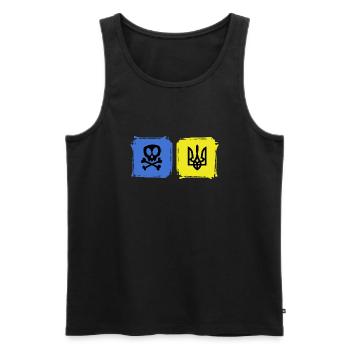 UKRAINE Symbole ukrainien slava ukraini - Débardeur bio Premium Homme - noir - Devant - Michal (187cm)