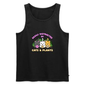 Ablenkt von Katzen und Pflanzen Hobbygärtner Cute - Männer Premium Bio Tank Top - Schwarz - Vorne - Michal (187cm)