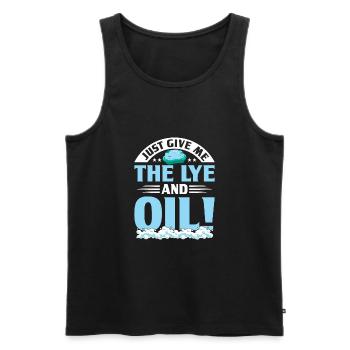 Making soap - Men's Premium Organic Tank Top - black - Front - Michal (187cm)