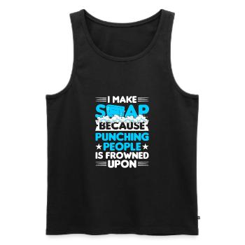Making soap - Men's Premium Organic Tank Top - black - Front - Michal (187cm)