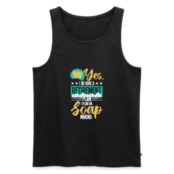Making soap - Men's Premium Organic Tank Top - black - Front - Michal (187cm)