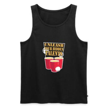 Trinkspiel - Männer Premium Bio Tank Top - Schwarz - Vorne - AI Model Male 178 light (178cm)