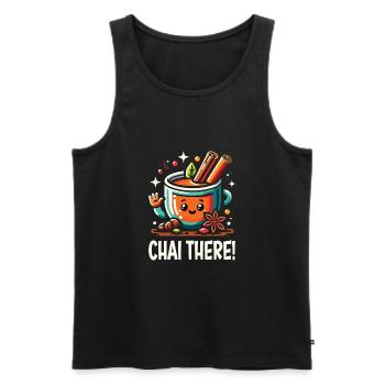 Chai - Men's Premium Organic Tank Top - black - Front - AI Model Male 178 light (178cm)