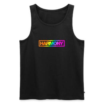 Typo HARMONY Kontur Rainbow - Männer Premium Bio Tank Top - Schwarz - Vorne - AI Model Male 178 light (178cm)