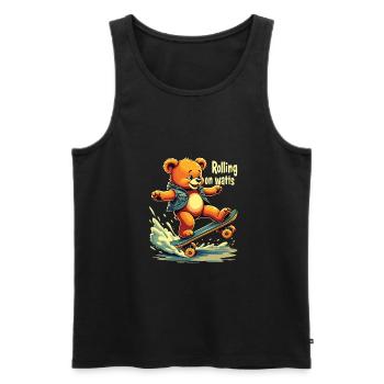 E Skateboard - Men's Premium Organic Tank Top - black - Front - AI Model Male 178 light (178cm)
